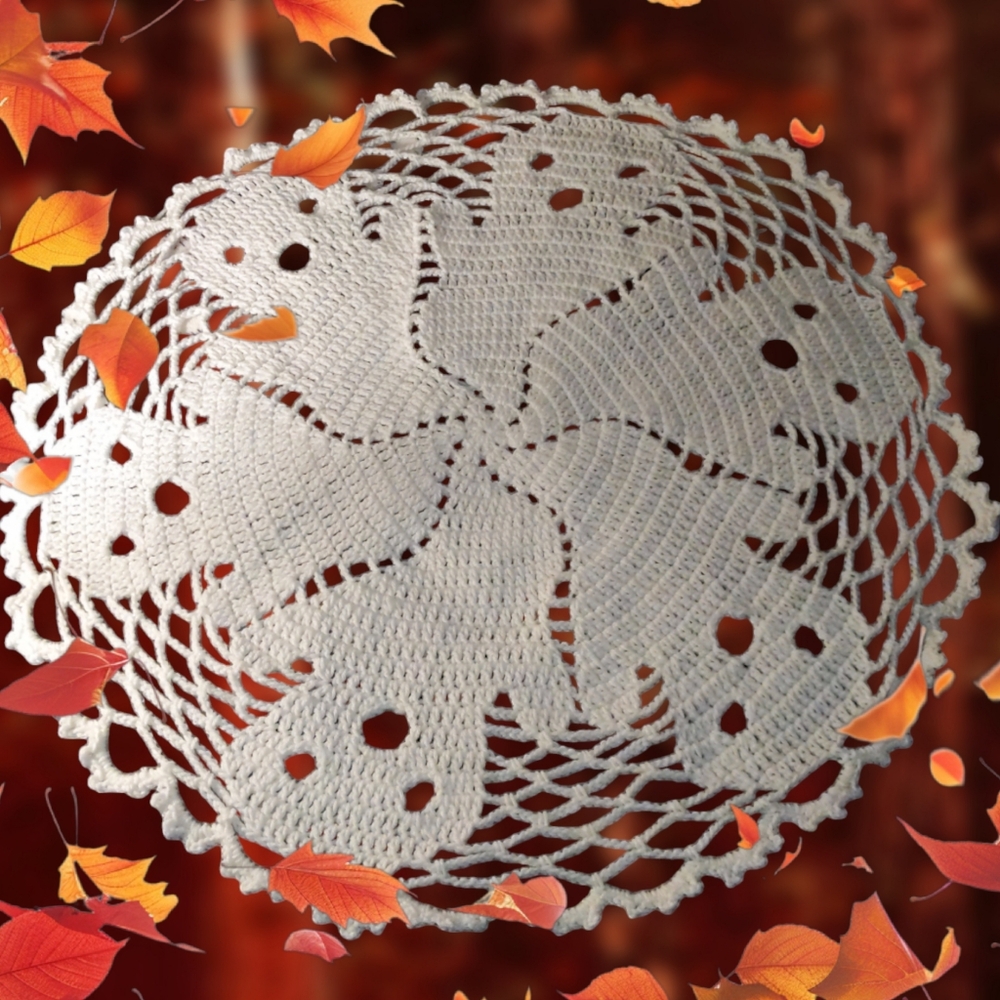 Hand-made Crochet Ghosts Bed Doily